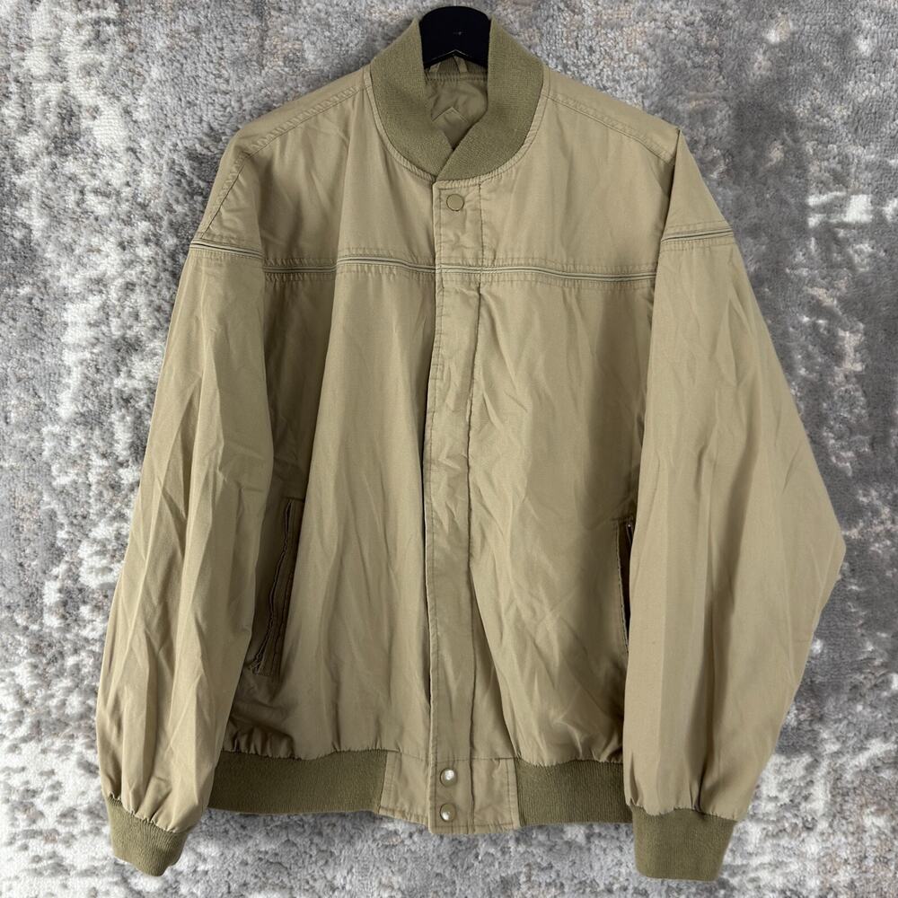 Arnold Palmer Size L Outdoor Mock‎ Neck Full Zip Jacket Beige Long Sleeve Cotton